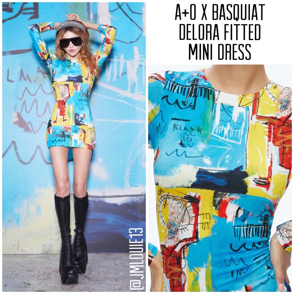 🎀SOLD🎀Alice + Olivia x Basquiat Delora Fitted Mini Dress